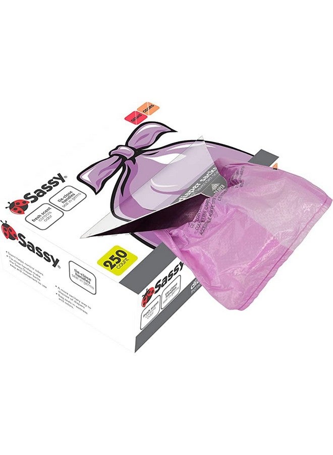 أكياس حفاضات ساسي للاستخدام مرة واحدة، 250 كيسًا، برائحة اللافندر، سهلة الربط، للتخلص من الحفاضات أو نفايات الحيوانات الأليفة