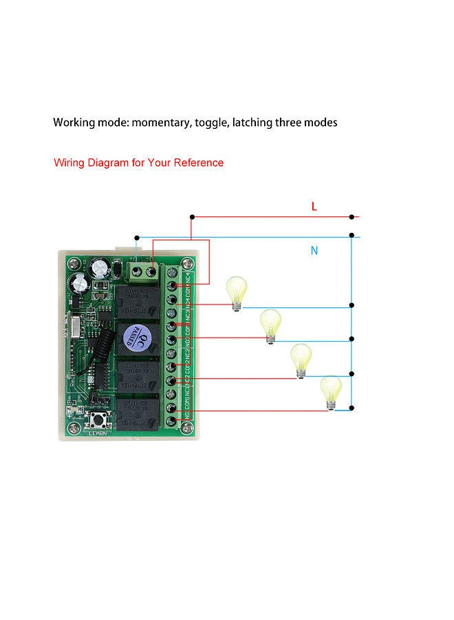 DC 12V 4CH Channel 433Mhz Wireless RF Switch Long Range Wireless Remote Control Switch DC12V RF Relay Receiver Module Transmitter Toggle Switch 1527 Chip Smart