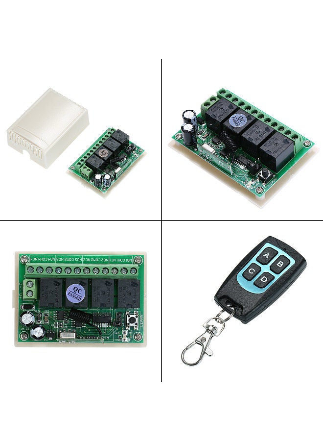 DC 12V 4CH Channel 433Mhz Wireless RF Switch Long Range Wireless Remote Control Switch DC12V RF Relay Receiver Module Transmitter Toggle Switch 1527 Chip Smart