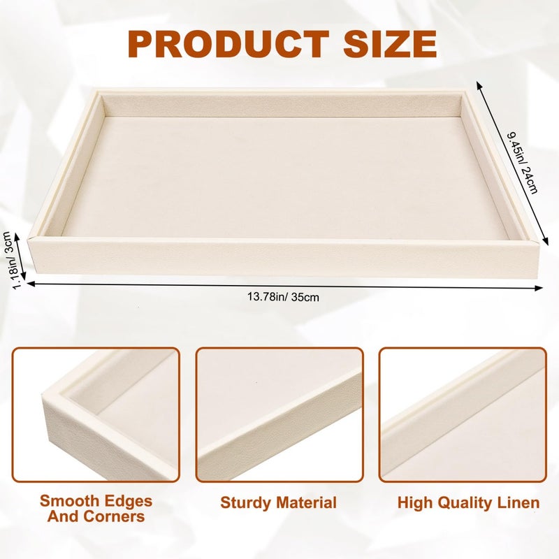JETEHO Beige Velvet Jewelry Tray for Drawers Jewelrys Display Tray Stackable Jewelry Organizer Trays for Necklace Bracelet Ring Watch (1 Pack) - Image 2