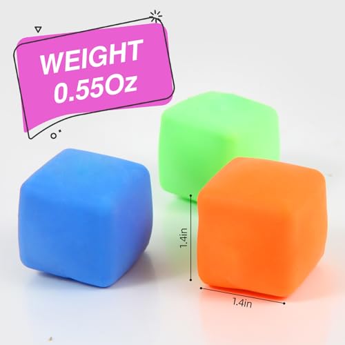 Neec 24 Pack Slow Rising Stress Cube Dough Stress Balls Soft Fidget Squishy Toys for Anxiety Relief Pull Stretch Classroom Prize Party Favors Toys for Kids - Image 5