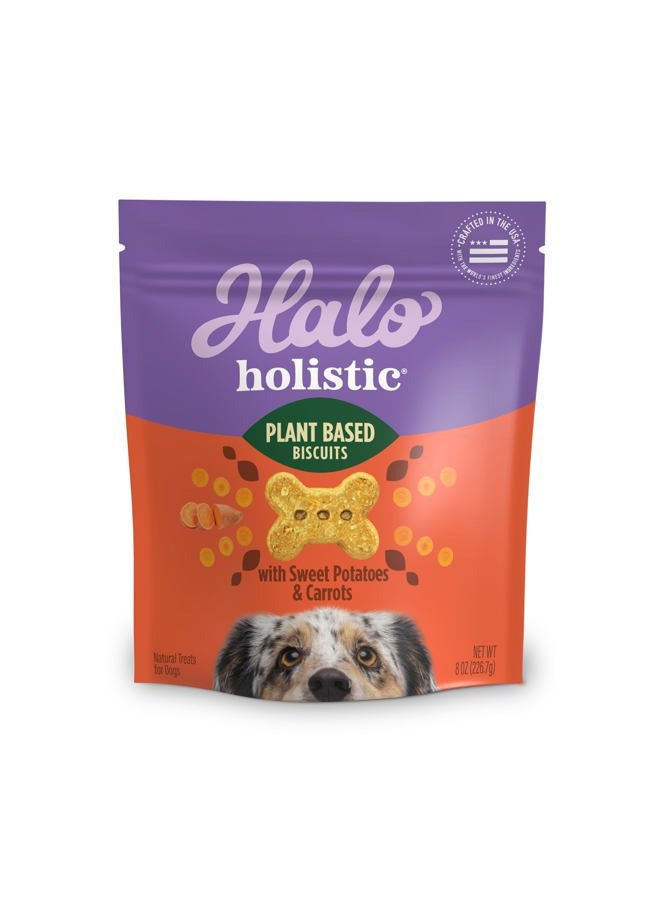 Halo Vegan Grain Free Natural Crunchy Dog Treats, Garden Of Vegan Sweet Potato, Carrot, Quinoa Recipe, 8-Ounce Bag - Image 1