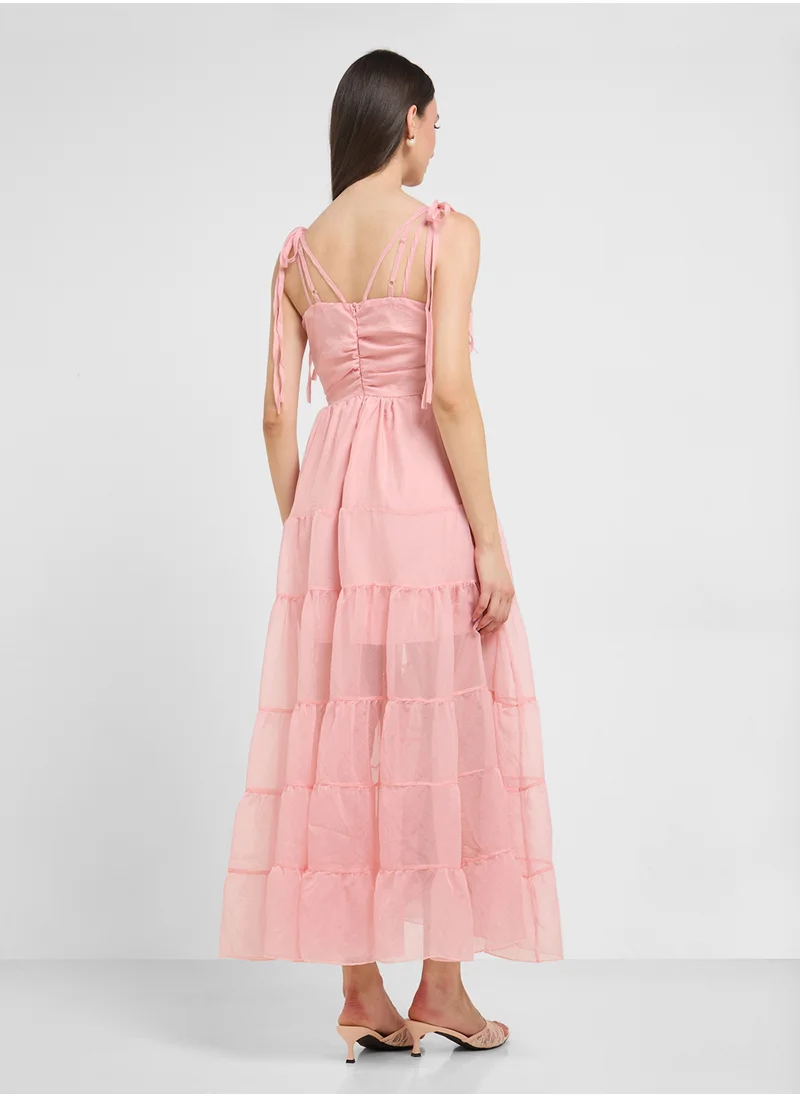 ايلا Dress With Shoulder Tie Up Straps