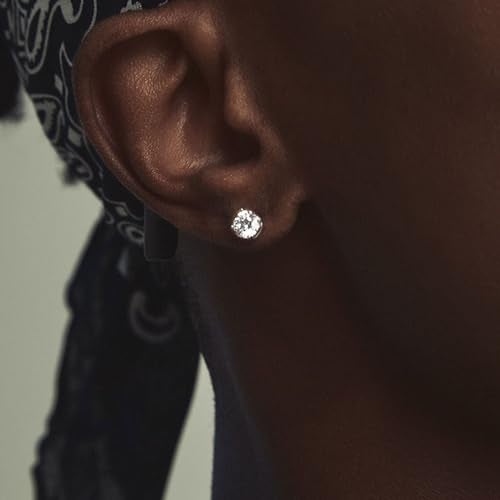 Sereney Hypoallergenic 925 Sterling Silver Stud Earrings for Women, Round 5A Cubic Zirconia Earrings CZ Studs Earrings for Girl Women Men 6mm - Image 2