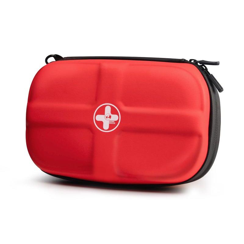 RHINO RESCUE RHINO RESCUE EVA First Aid Kit HSAFSA Eligible Small Waterproof Portable Emergency Hiking First Aid Kit for Backpackingg Medical Kit for Travel Home Car College Dorm Camping Boat Red