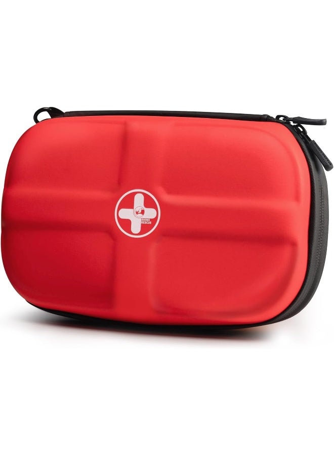 RHINO RESCUE EVA First Aid Kit, Small Waterproof Portable Emergency Hiking First Aid Kit for Backpacking, Medical Kit for Travel, Home, Car, College Dorm, Camping, Boat, Back to School (Red)