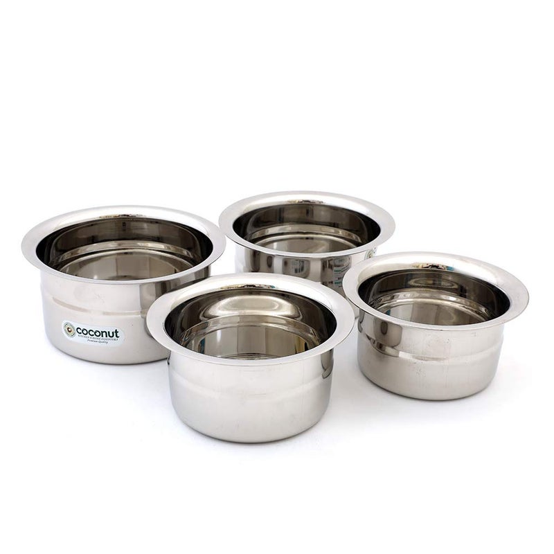 Coconut Stainless Steel Rose Baby Topes Without Lid - Set of 4 (300 ML / 400 ML / 500ML & 600ML) - Image 2