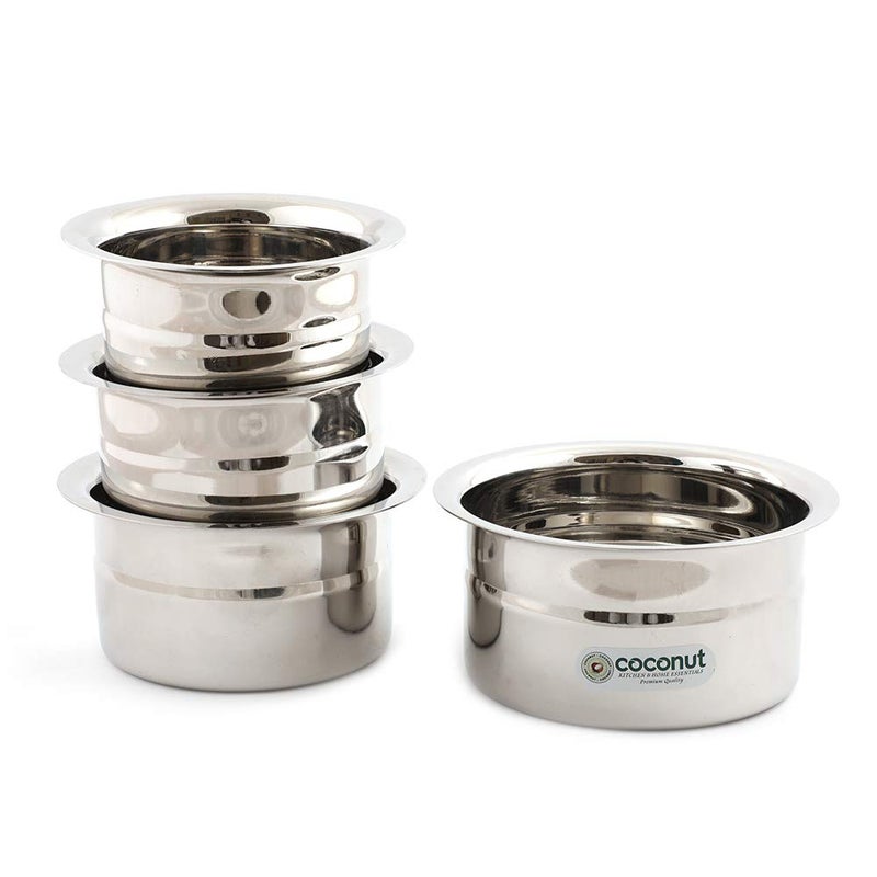Coconut Stainless Steel Rose Baby Topes Without Lid - Set of 4 (300 ML / 400 ML / 500ML & 600ML) - Image 1