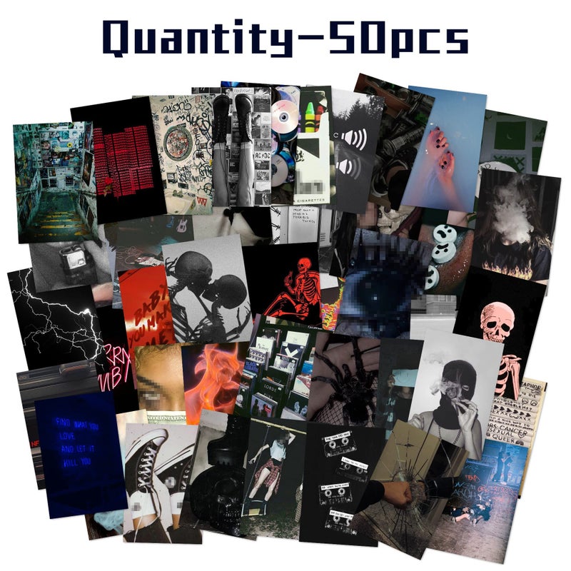 CY2SIDE 50PCS Grunge Aesthetic Picture, 50 Set 4x6 inch, Collage Print Kit, Cool Room Decor for Girl, Wall Art Prints for Room, Dorm Photo Display, VSCO Posters for Bedroom - Image 2