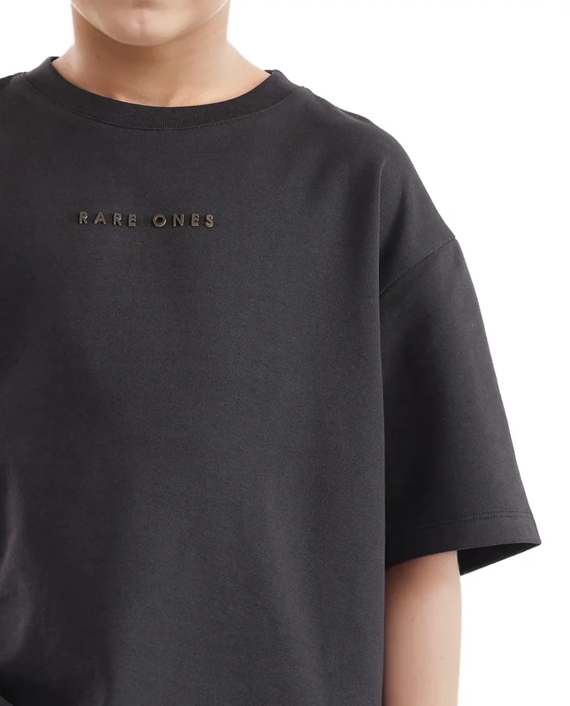 Rare Ones Rare Ones Kids Pete Black Cotton Half Sleeves Crew Neck Oversized Fit HD Print Branded T-Shirt