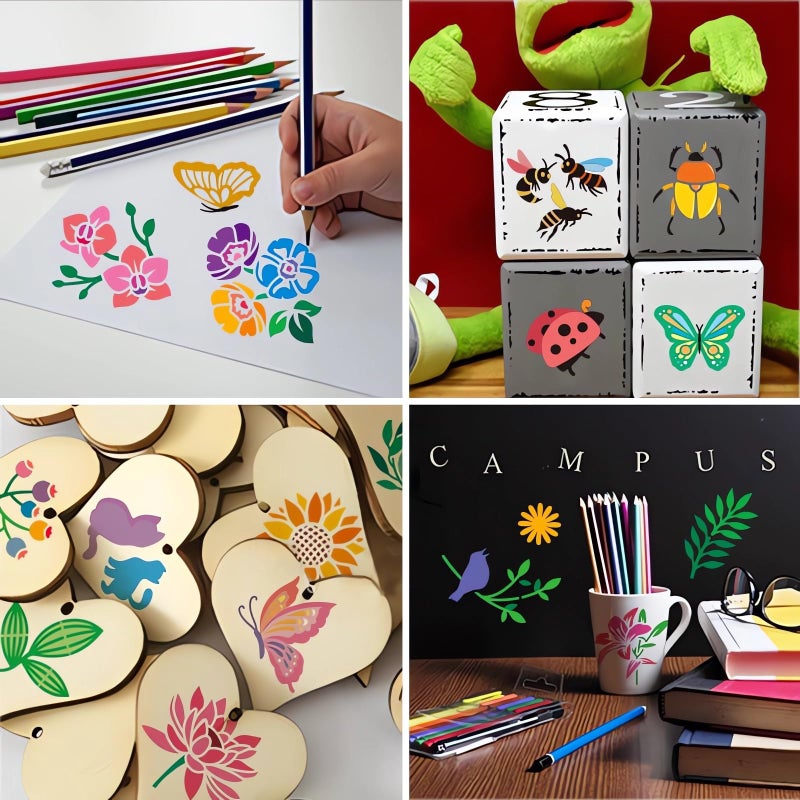Felixcraft Stencils for Painting, 64pcs 3 Inch Stencils for Crafts Reusable Rock Painting Stencils Plastic Reusable Stencils for Painting on Wood Wall Tile Home Decor - Image 4