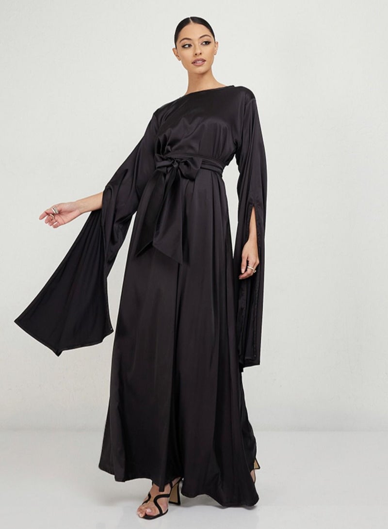 روزيت عباية أكمام طويلة من الساتان - Image 1