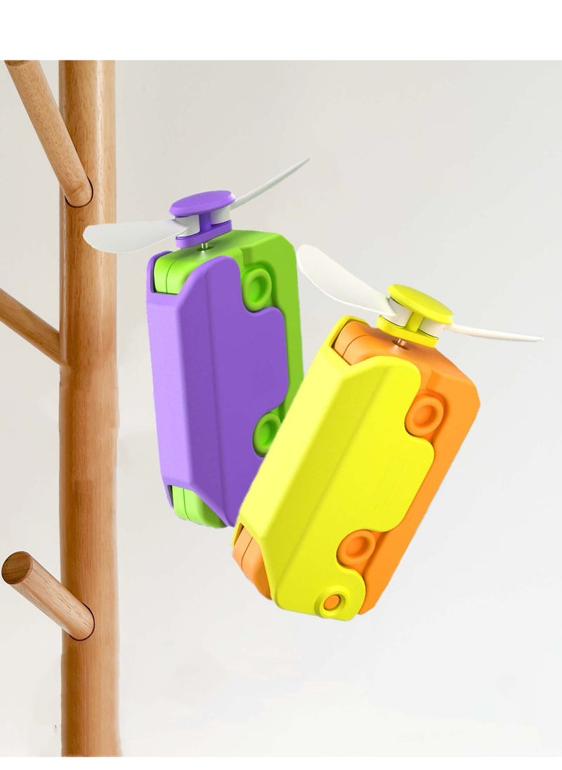 OUYoo 2 in1 Portable Mini Handheld Fan Fidget Toy, USB Rechargeable Cute Fans And Fidget Toy, Cool Radish Knife Small Fan for Outdoor Office  - Image 1