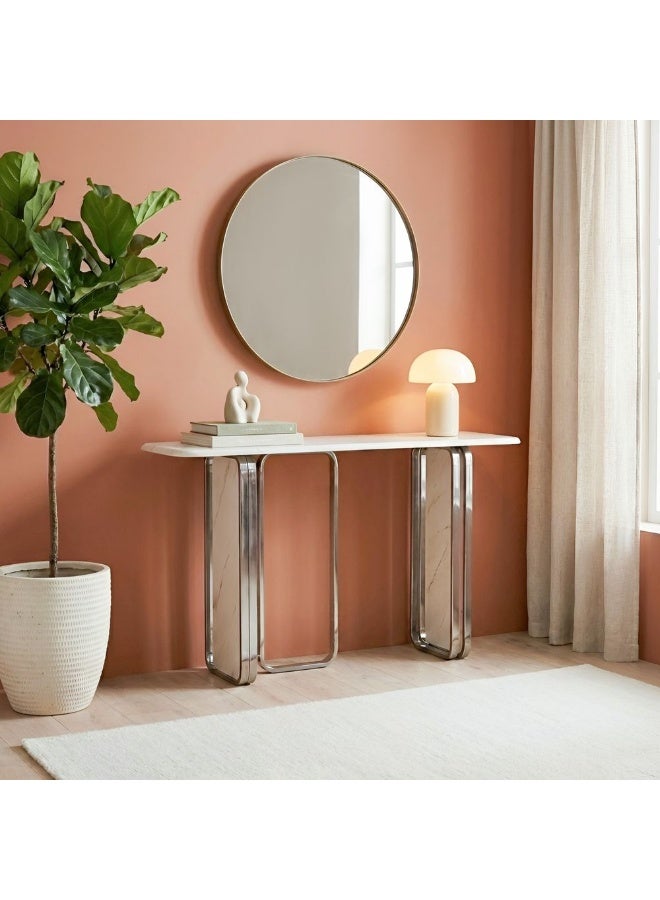 DANUBE HOME Retrova Console Table | Multifunctional Living Room Table | Space Saving Console Table | Modern Design Furniture For Living Room L140xW40xH80cm-White Grey/Gunmetal - Image 4