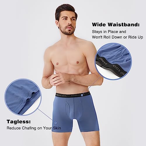 BAMBOO COOL سروال داخلي رجالي من BAMBOO COOL، تنفس فائق، لا يرتفع، بوكسر بريف مع حزام مرن مريح، عبوة متعددة - Image 5