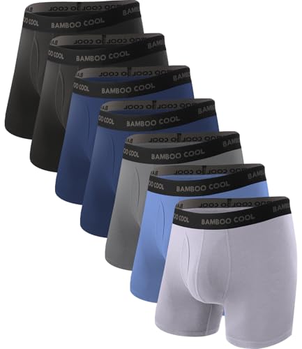 BAMBOO COOL سروال داخلي رجالي من BAMBOO COOL، تنفس فائق، لا يرتفع، بوكسر بريف مع حزام مرن مريح، عبوة متعددة - Image 1