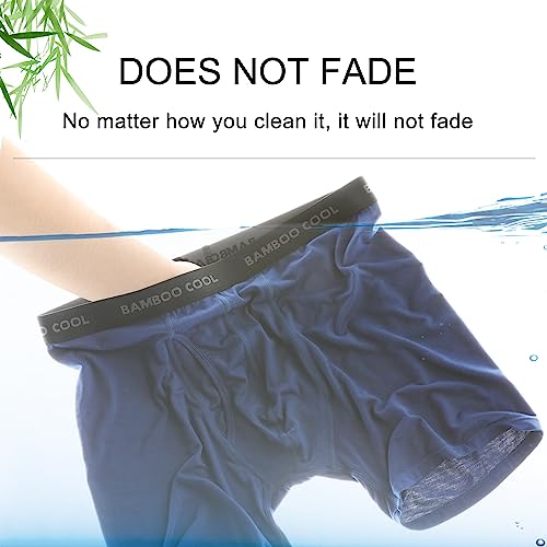 BAMBOO COOL سروال داخلي رجالي من BAMBOO COOL، تنفس فائق، لا يرتفع، بوكسر بريف مع حزام مرن مريح، عبوة متعددة - Image 3