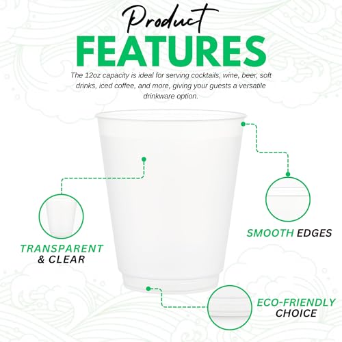 Concession Essentials – 12oz Frost Flex Plastic Cups – Shatterproof Reusable Drinkware for Parties, Weddings & Events – 50 Pack - Image 5