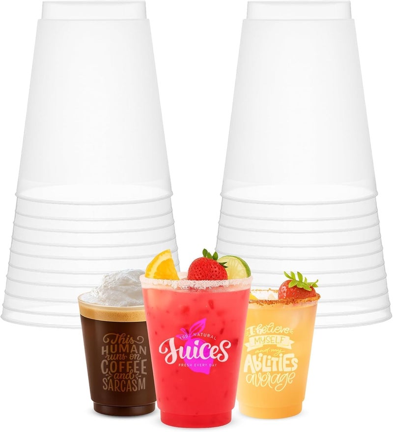 Concession Essentials – 12oz Frost Flex Plastic Cups – Shatterproof Reusable Drinkware for Parties, Weddings & Events – 50 Pack - Image 1