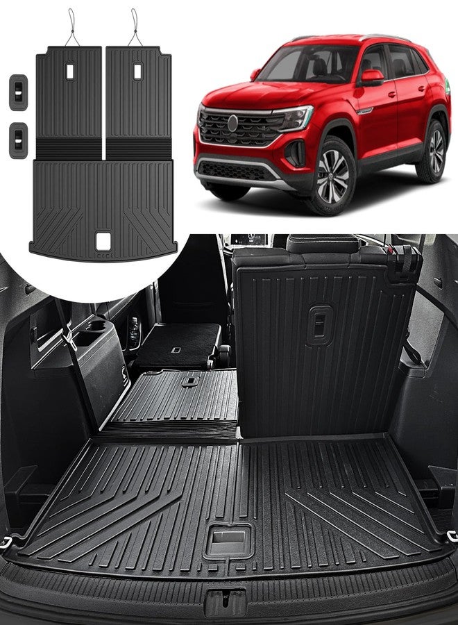 HOUCLEMIC Cargo Mat with Backrest Mat Compatible with 2018-2024 Volkswagen Atlas-All Weather Black TPE Cargo Liner for VW Atlas SE SEL Accessories-6&7 Seats 2022 2023 2024 - Image 1