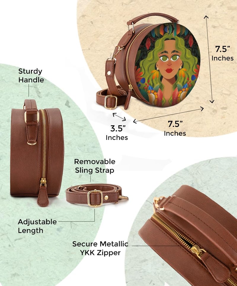 Kalankit Floral Sling Bag for Women & Girls | Stylish Crossbody & Round Side Bag with Adjustable Strap | Birthday Gift | Useful & Fashionable - Image 2