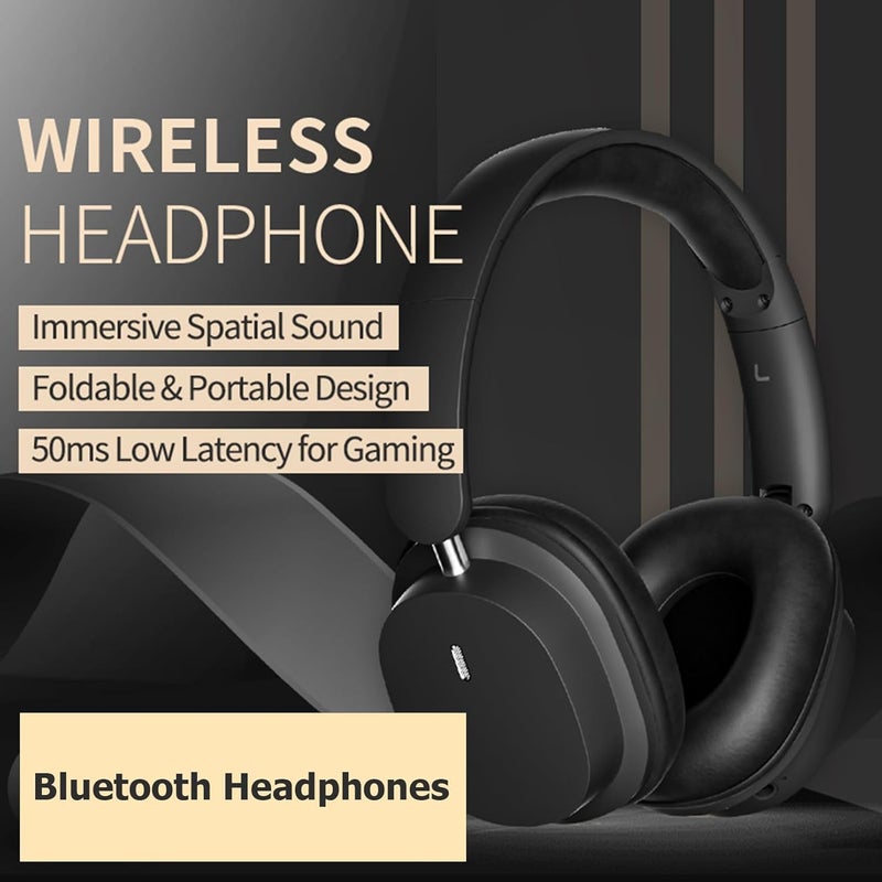 TokFaa Bluetooth Headphones Over Ear HiFi Stereo Foldable Wireless Headphones with Microphone Noise Canceling Wireless Headphones for Home Office Travel（Black） - Image 2