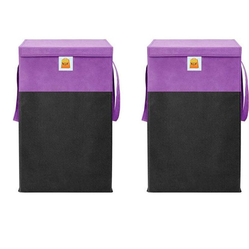 Justandkrafts present multi combo Laundry and Shirt Stacker for cloth and Baby Toy and Cloths Set of 2 purpleandBlack 