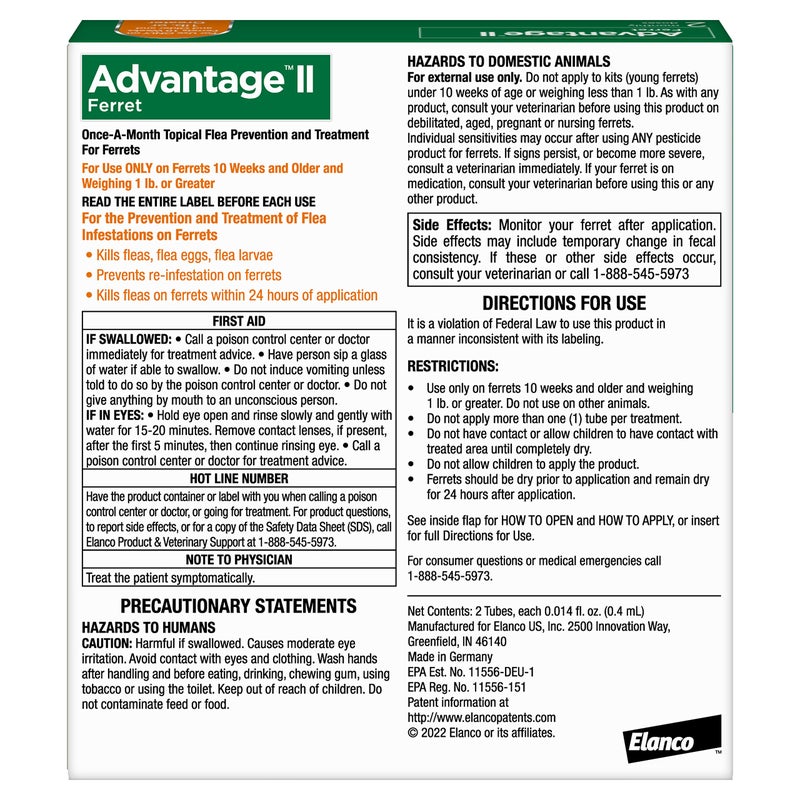 Advantage II Ferret Vet-Recommended Flea Treatment & Prevention | Ferret 1+ lbs. | 2-Month Supply - Image 2
