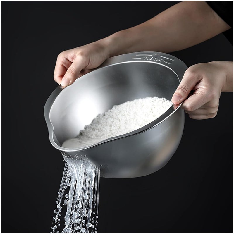 DOPMEP Rice Washer Strainer Washing Bowl for Quinoa Stainless Steel Rinser With Side Drainers Small Colander for Cleaning Fruits Vegetables and Beans Versatile Kitchen Tool - Image 1