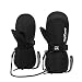 HIGHCAMP Kids Waterproof Snow Ski Gloves wZipper String on Long Cuff Cold Weather Mitten for Toddler Youth Boys GirlsBlackXS 24Y - Image 2