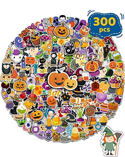 Greingways 300 PCS Halloween Pumpkin Stickers Vinyl Waterproof Stickers for Water Bottles Laptop Skateboard Computer Halloween Party Favors Gifts Funny for Kids Teens Adults - Image 1