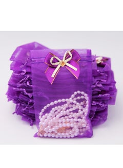 25 Pcs Organza Gift Bags with Bow-Ties, 10x15 cm Elegant Purple Sheer Mesh Wedding Favor Pouches, Drawstring Goody Bags, Gift Bags, Suitable for Weddings, Parties, Festivals, Makeup, Jewelry, Candies(Purple)