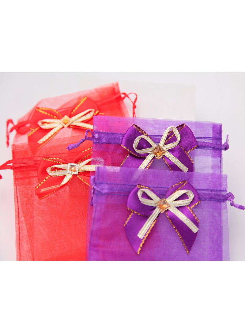Generic - 25 Pcs Organza Gift Bags with Bow-Ties, 10x15 cm Elegant Purple Sheer Mesh Wedding Favor Pouches, Drawstring Goody Bags, Gift Bags, Suitable for Weddings, Parties, Festivals, Makeup, Jewelry, Candies(Purple) - Image 1
