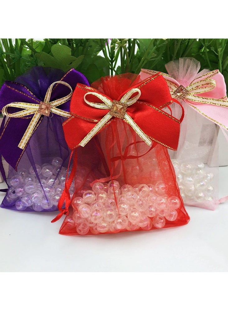 Generic - 25 Pcs Organza Gift Bags with Bow-Ties, 10x15 cm Elegant Purple Sheer Mesh Wedding Favor Pouches, Drawstring Goody Bags, Gift Bags, Suitable for Weddings, Parties, Festivals, Makeup, Jewelry, Candies(Purple) - Image 1
