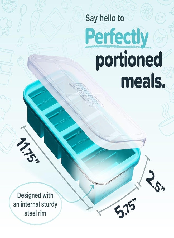 Souper Cubes 1 Cup Silicone Freezer Tray With Lid - Easy Meal Prep Container and Kitchen Storage Solution - Silicone Molds for Soup and Food Storage - Aqua - 2-Pack - Image 2