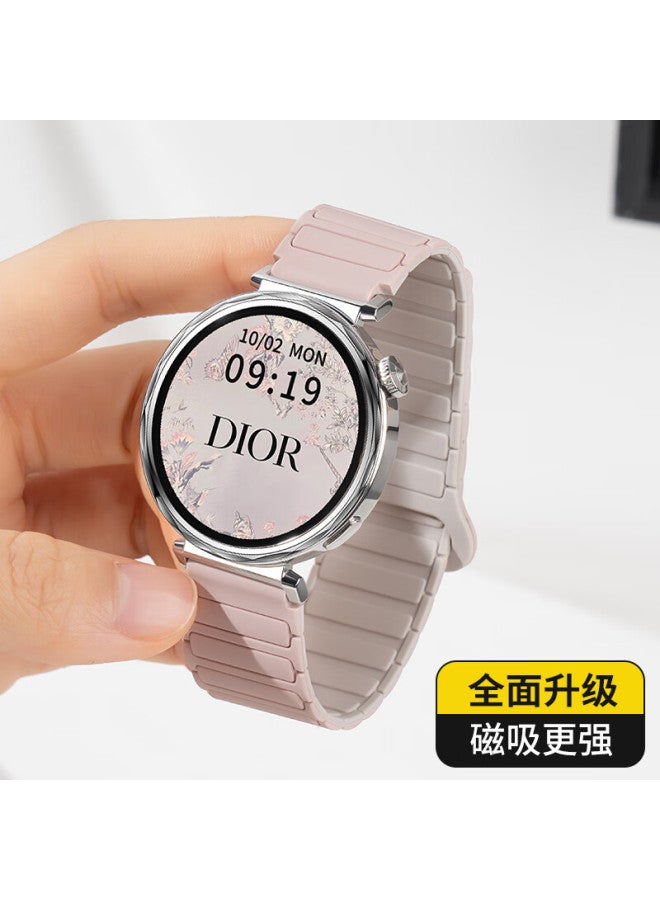 Magnetic Silicone Watch Strap For Huawei Watch 5/4/3/gt5/4/3/2/pro/honor Magic 2 Oxford Pink 18mm - Image 1