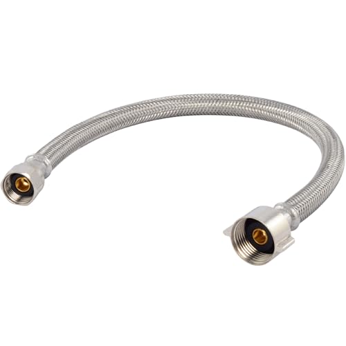 Eastman 16 Inch Steel-Flex Braided Toilet Connector, 7/8 Inch Ballcock x 1/2 Inch Compression, Stainless Steel Toilet Supply Line, 48094 - Image 1