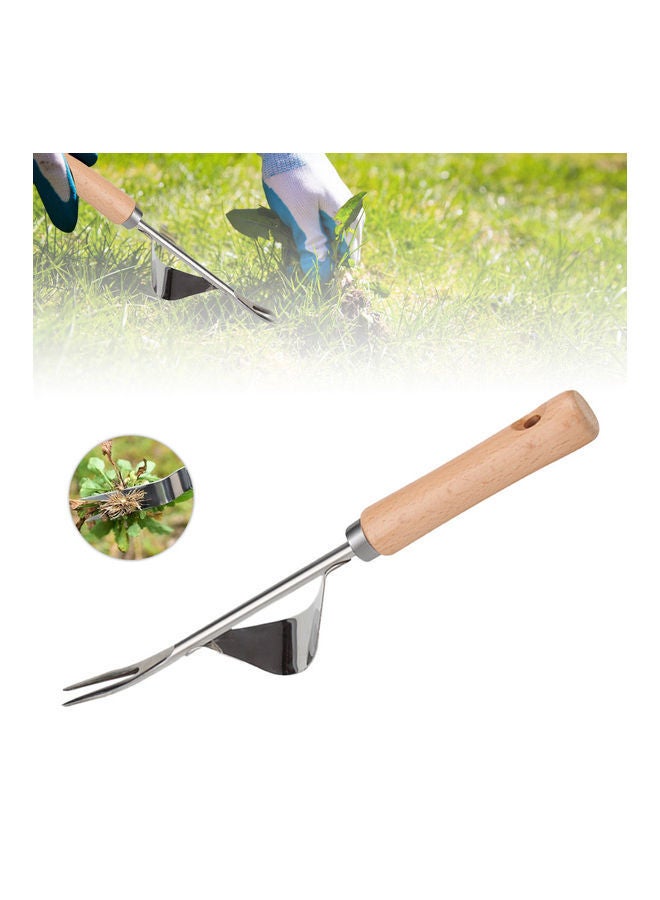 NIBEMINENT Garden Hand Weeder Silver/Brown - Image 2