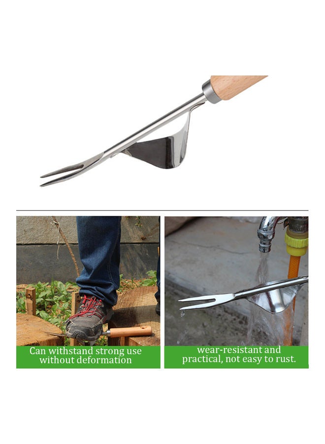 NIBEMINENT Garden Hand Weeder Silver/Brown - Image 3