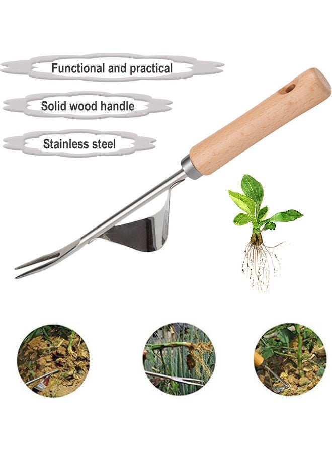 NIBEMINENT Garden Hand Weeder Silver/Brown - Image 5