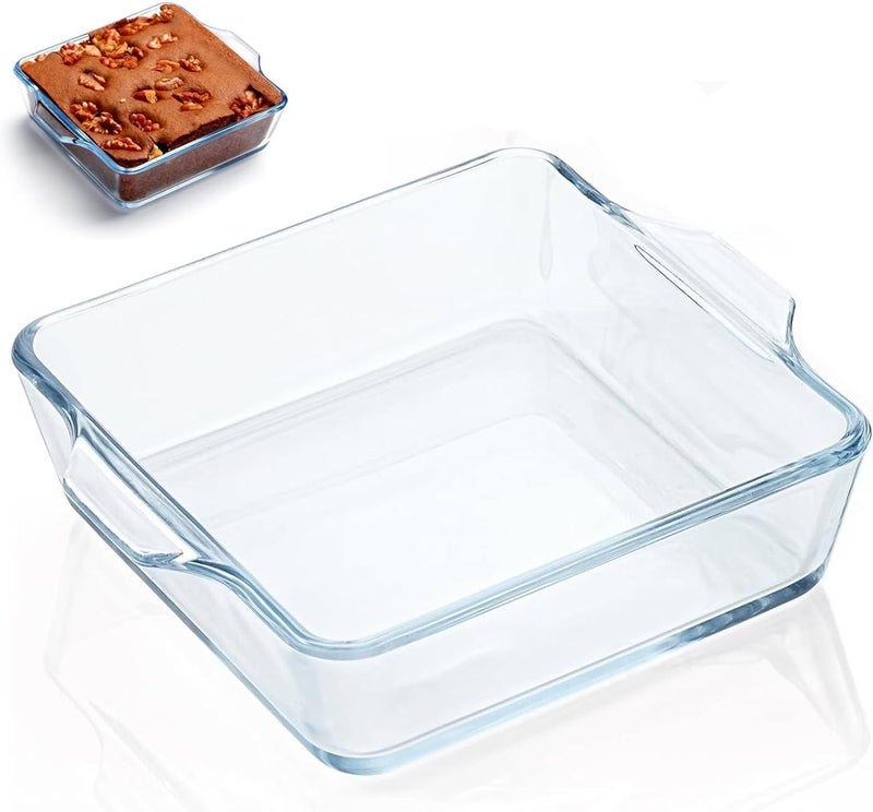 كاست ويف صينية خبز من الزجاج المربعة للحصص الفردية، صينية صغيرة مناسبة للفرن والميكروويف والمقلاة الهوائية لتحضير الوجبات مسبقًا - Image 1