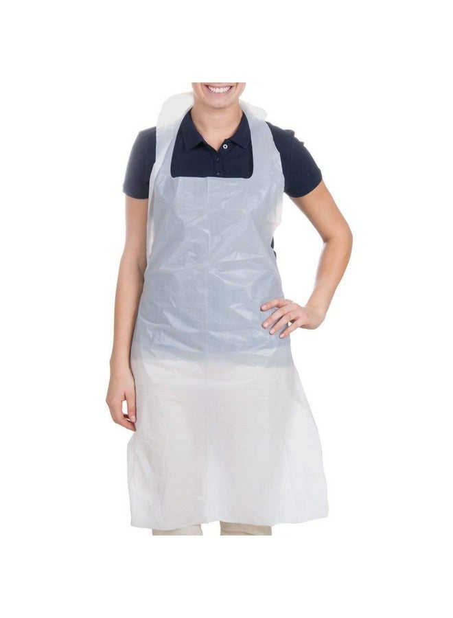 جي شلو GSHLLO 10 قطع من المآزر البيضاء للاستخدام مرة واحدة، مآزر بلاستيكية، مآزر من البولي إيثيلين، مآزر مقاومة للماء للطهي والتنظيف - Image 1