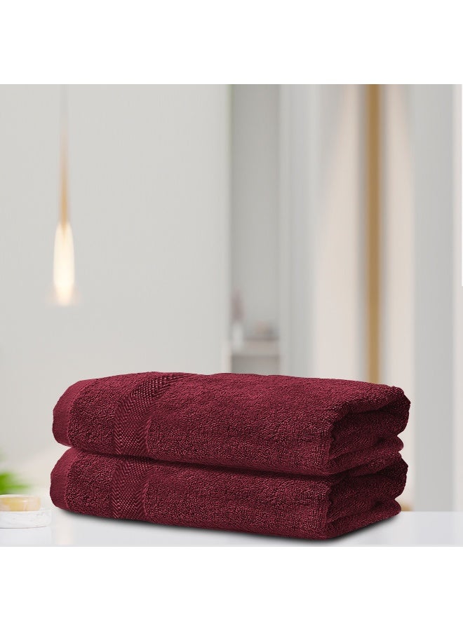 REST Bath Sheet   Set of 2 Burgundy Cotton Bath Sheet  100x150cm , 39x59 inch Absorbent Cotton Hotel Quality Quick-Dry Durable Comfortable Stylish Thick Bath Sheet Set Machine Washable - Image 1