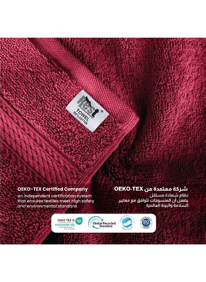 REST Bath Sheet   Set of 2 Burgundy Cotton Bath Sheet  100x150cm , 39x59 inch Absorbent Cotton Hotel Quality Quick-Dry Durable Comfortable Stylish Thick Bath Sheet Set Machine Washable - Image 4