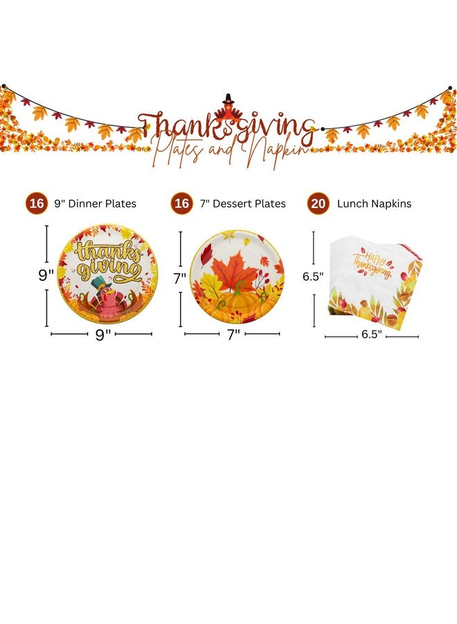 بلو أورتشدس أطباق ومناديل للحفلات (52 قطعة لـ 16 ضيفًا) - لوازم حفلات عيد الشكر، ديكورات حفلات عيد الشكر، حفلات بطابع الخريف، أطباق ومناديل لحفلات الديك الرومي، بساتين زرقاء - Image 2