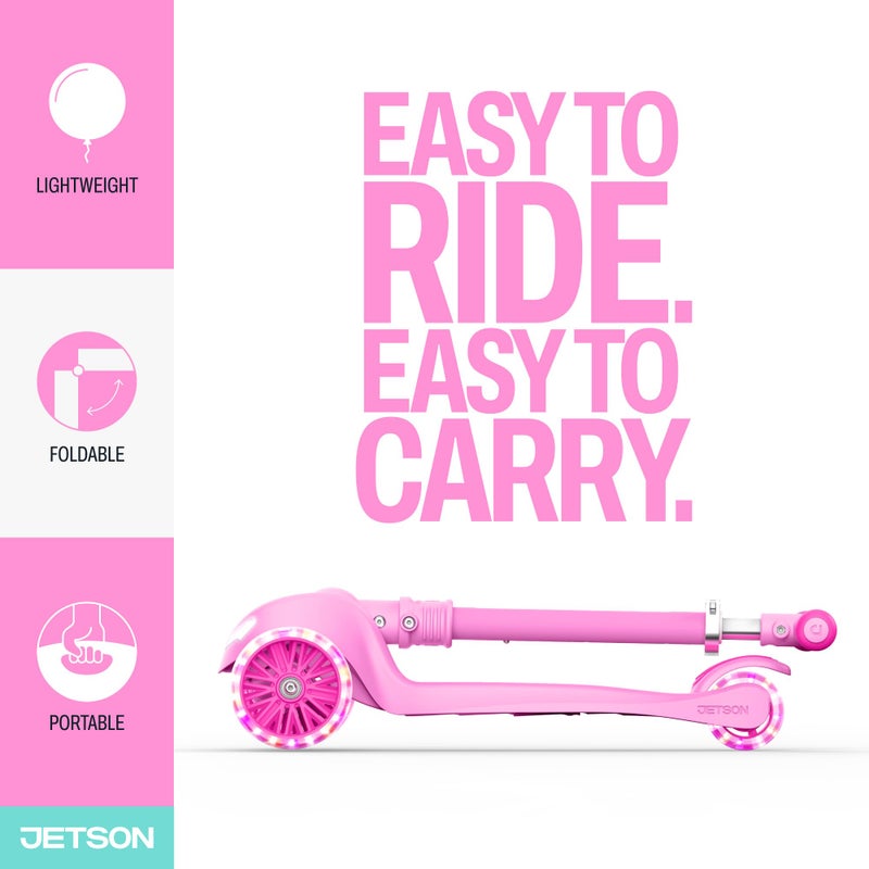 Jetson Leap 3-Wheel Kick Scooter, Portable Scooter for Kids with Light-Up Frame and Wheels, Folding Design, Adjustable Handlebar Height, 4.7-Inch Wheels, Ages 3+ - Image 2