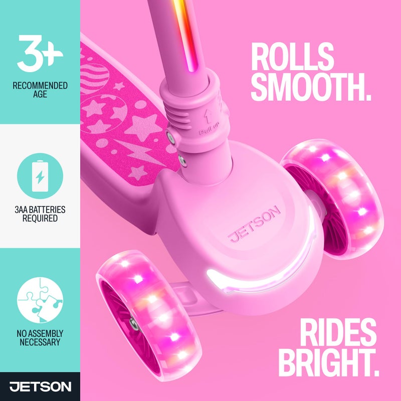 Jetson Leap 3-Wheel Kick Scooter, Portable Scooter for Kids with Light-Up Frame and Wheels, Folding Design, Adjustable Handlebar Height, 4.7-Inch Wheels, Ages 3+ - Image 3