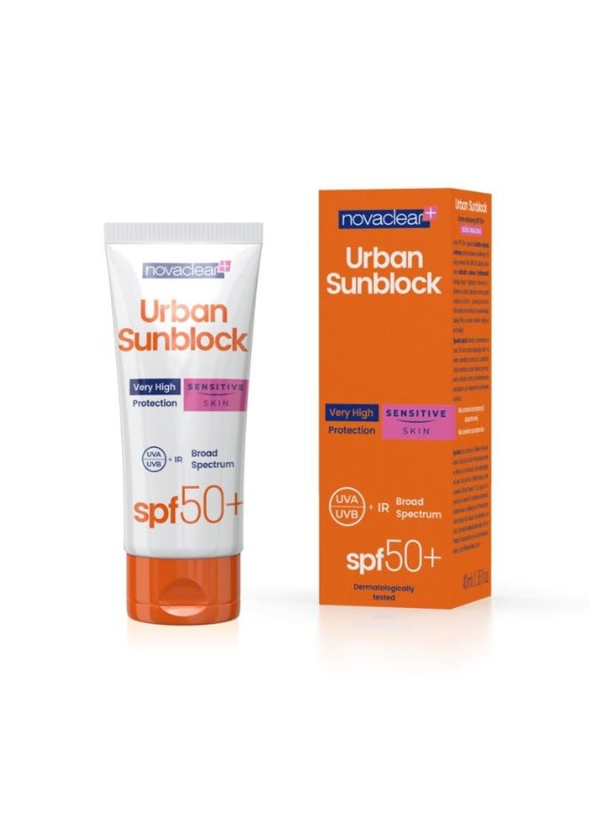 نوفاكلير أوربان صن بلوك (SPF 50+) للبشرة الحساسة 40 مل 1+1