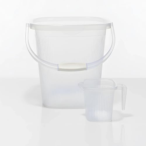GALOOF Strong Plastic Bucket Mug Bathroom Set of 2 for Kitchen & Bathroom | Solid Color Striped Pattern Balti with Mug (Transparent, 25 Liter Bucket + 1.5 Liter Mug) - Image 3