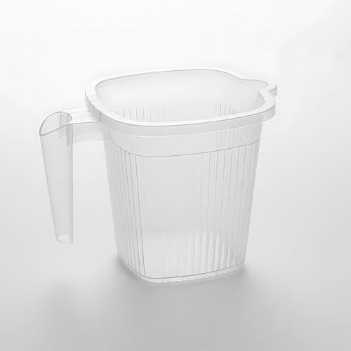 GALOOF Strong Plastic Bucket Mug Bathroom Set of 2 for Kitchen & Bathroom | Solid Color Striped Pattern Balti with Mug (Transparent, 25 Liter Bucket + 1.5 Liter Mug) - Image 5
